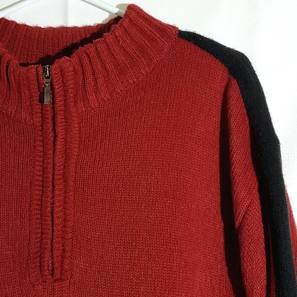 Retreat Red and Black Acrylic 1/4 Zip Men's Long Sleeve Knit Sweater - Size XL - Picture 4 of 15